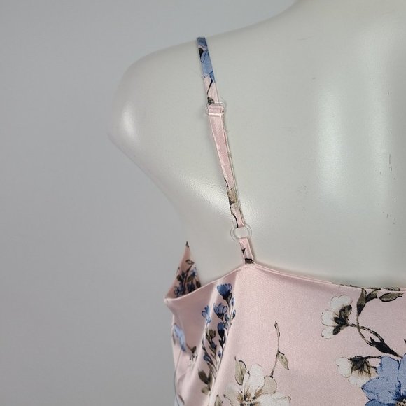 EMMA & Michele Pink Floral Satin Slip Dress Size M - Picture 9 of 16